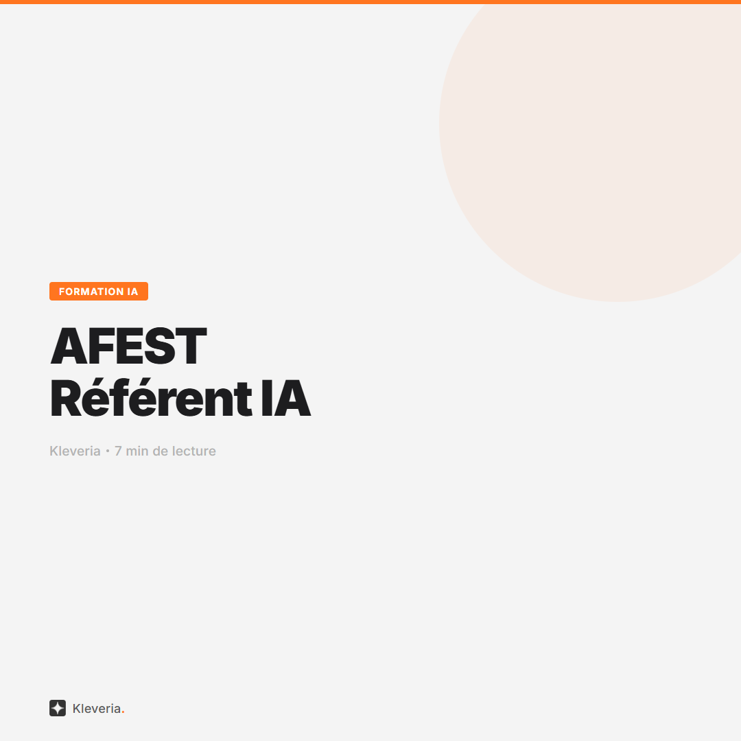 AFEST : former ton référent IA sans DSI en interne
